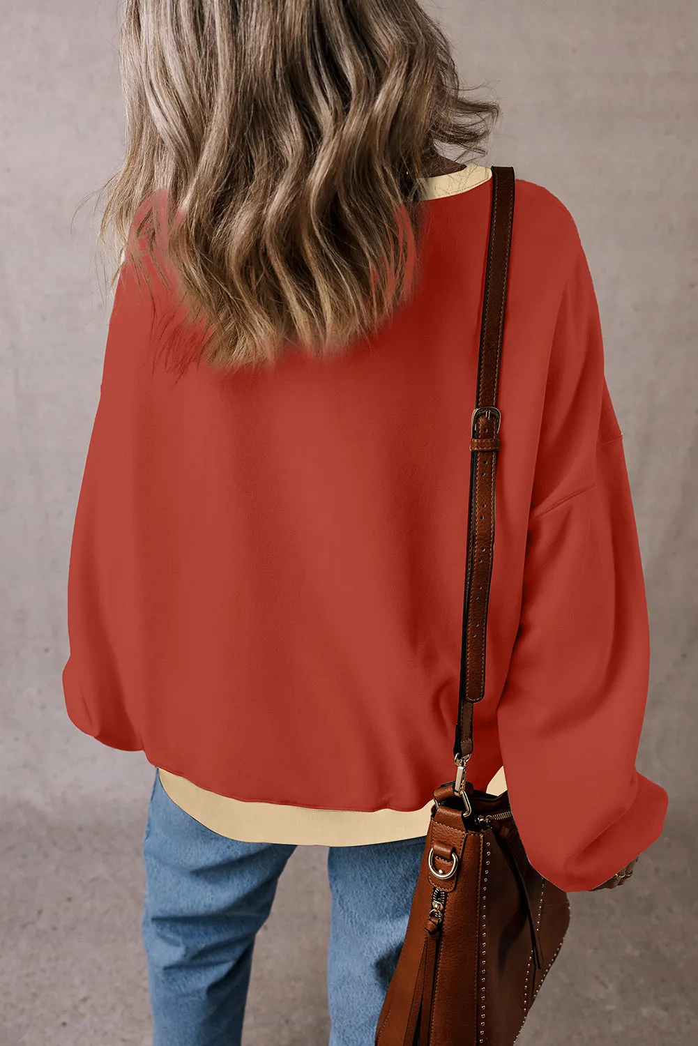 Patch Drop Shoulder Oversized Sweatshirt