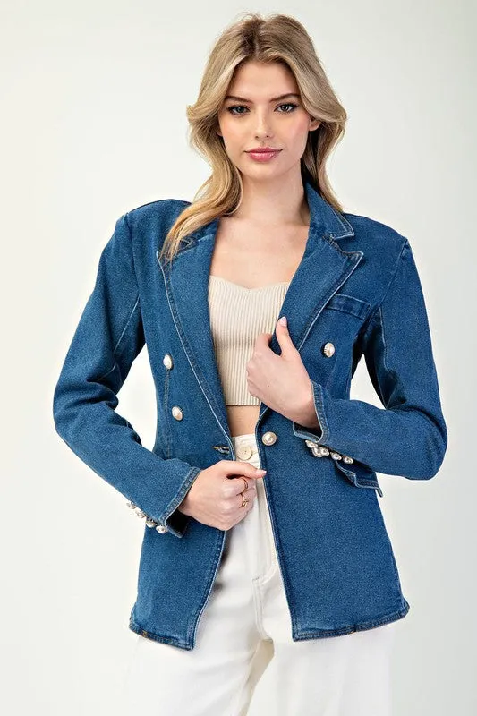 Pearl Denim Blazer