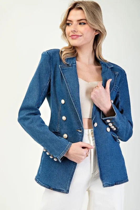 Pearl Denim Blazer