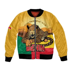 Personalised Afro Benin Leopard Bomber Jacket Stay True - Stay Wild LT15