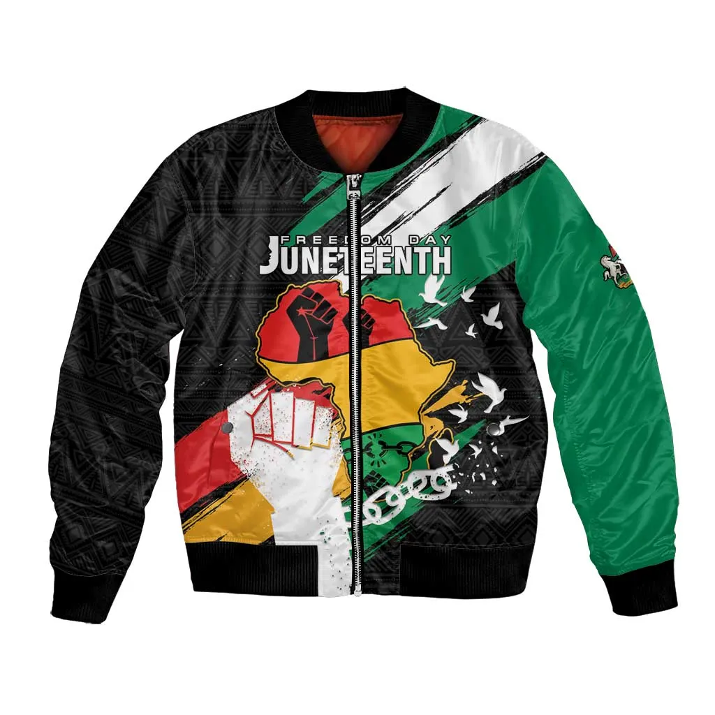 Personalised Afro Nigeria Juneteenth Bomber Jacket Freedom Day LT15