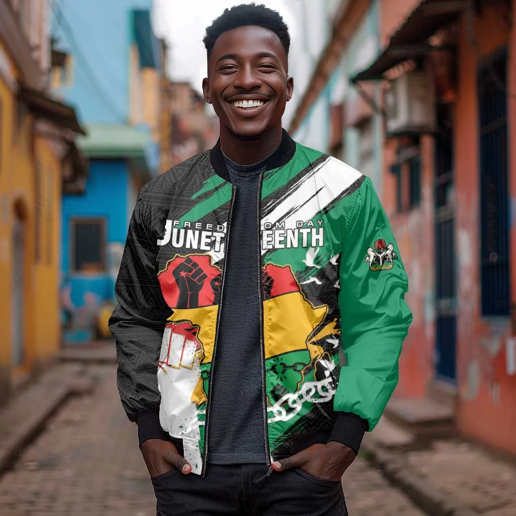 Personalised Afro Nigeria Juneteenth Bomber Jacket Freedom Day LT15