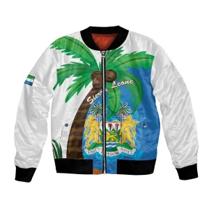 Personalised Afro Sierra Leone Bomber Jacket Coat Of Arms With Flag Map LT15
