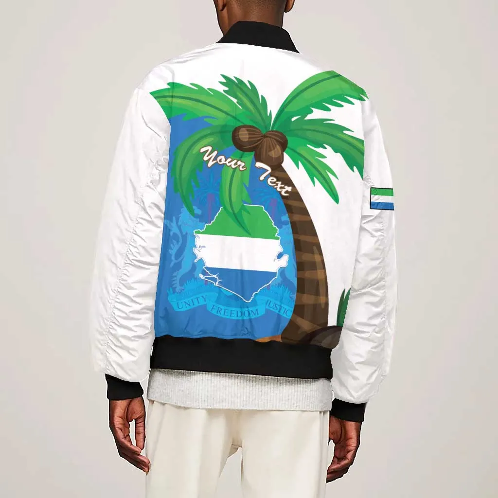 Personalised Afro Sierra Leone Bomber Jacket Coat Of Arms With Flag Map LT15