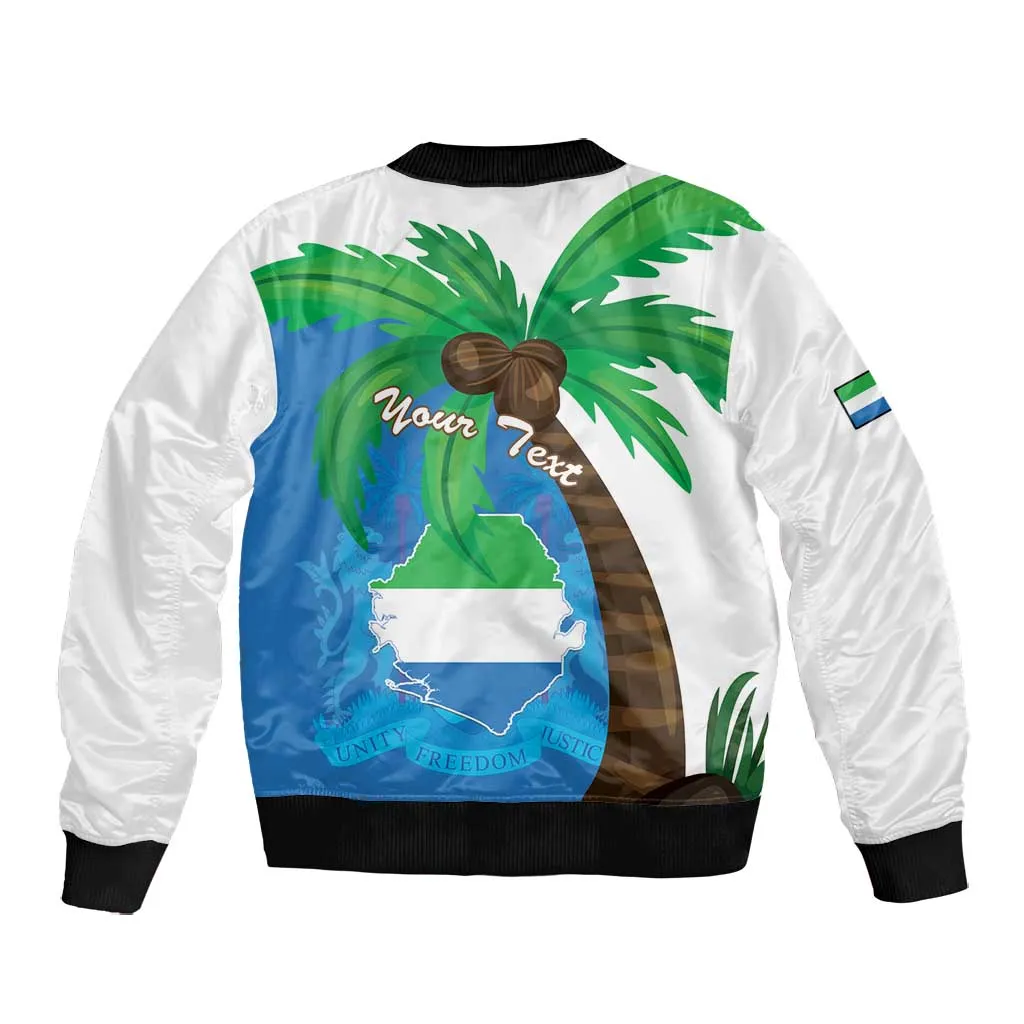 Personalised Afro Sierra Leone Bomber Jacket Coat Of Arms With Flag Map LT15