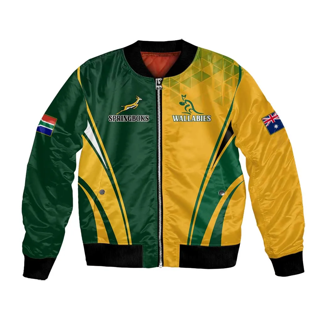 Personalised Australia Mix South Africa Rugby Bomber Jacket Wallabies And Springboks - Champions Special Ver LT7