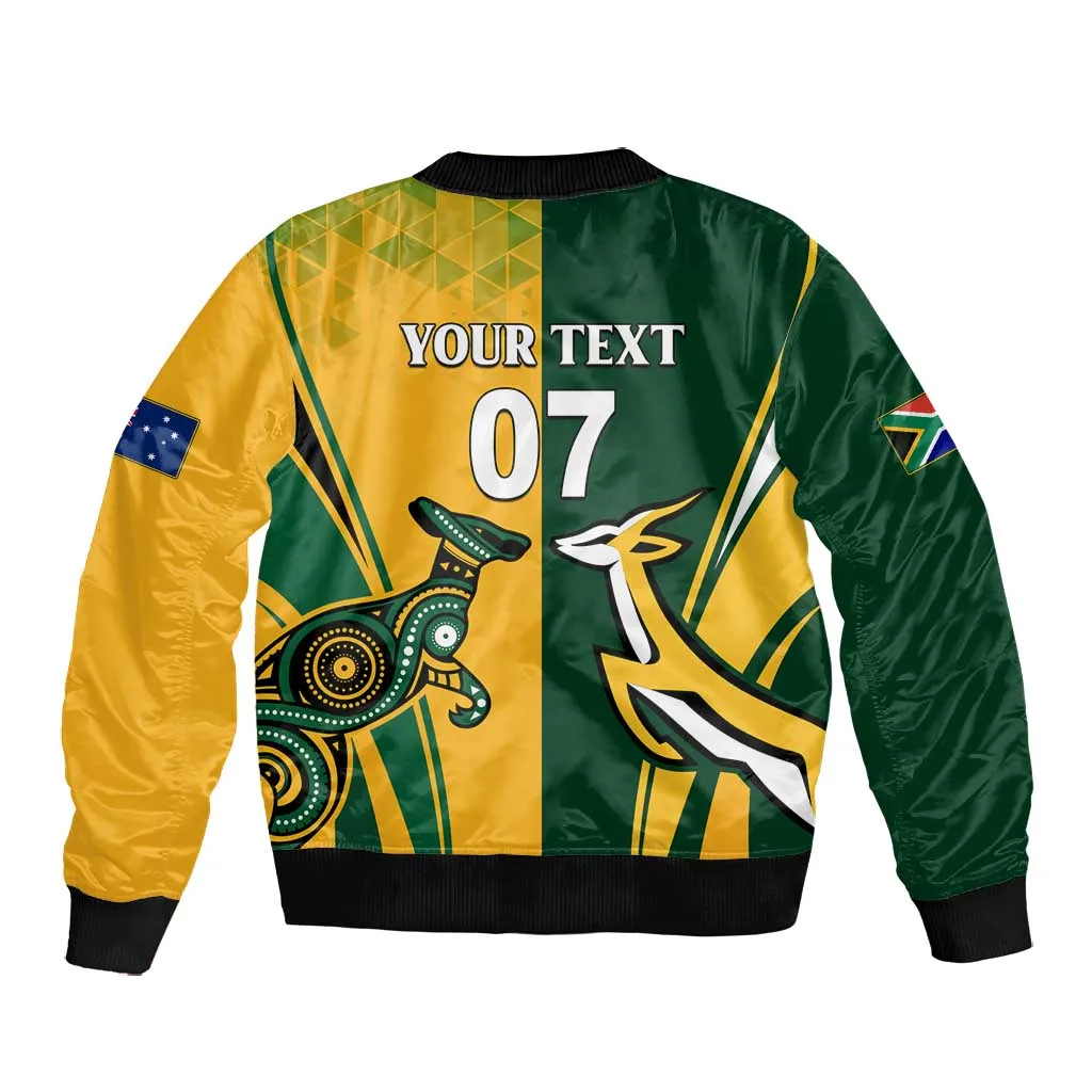 Personalised Australia Mix South Africa Rugby Bomber Jacket Wallabies And Springboks - Champions Special Ver LT7