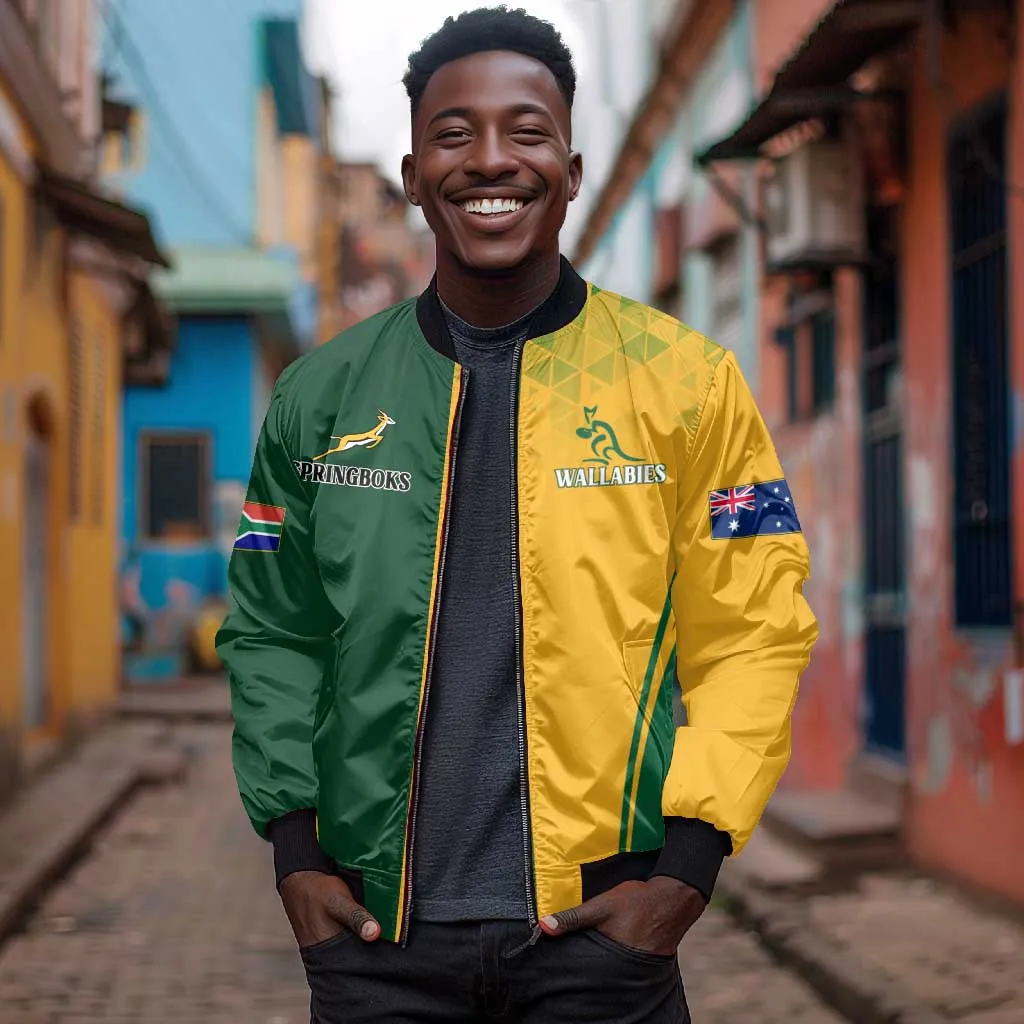 Personalised Australia Mix South Africa Rugby Bomber Jacket Wallabies And Springboks - Champions Special Ver LT7