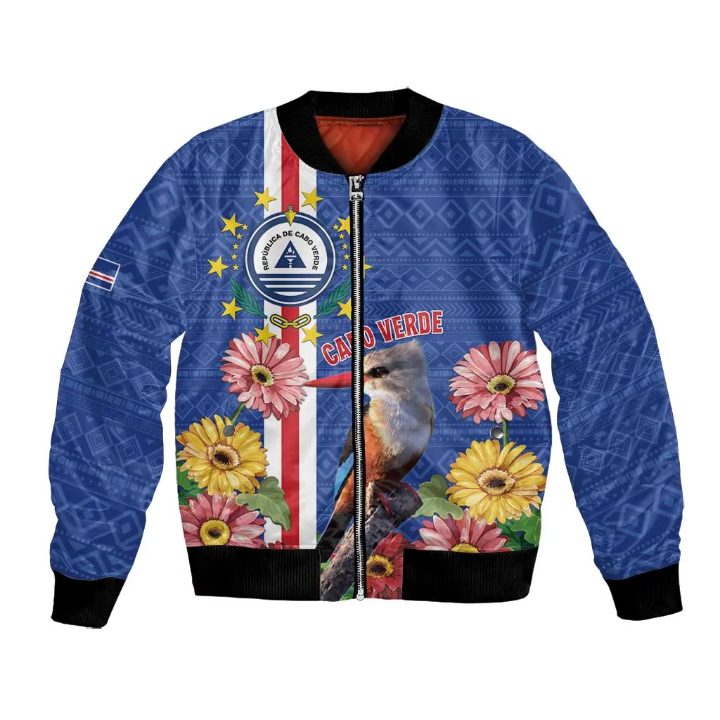 Personalised Cabo Verde Bomber Jacket Grey-Headed Kingfisher Mix Gerbera Daisy LT15