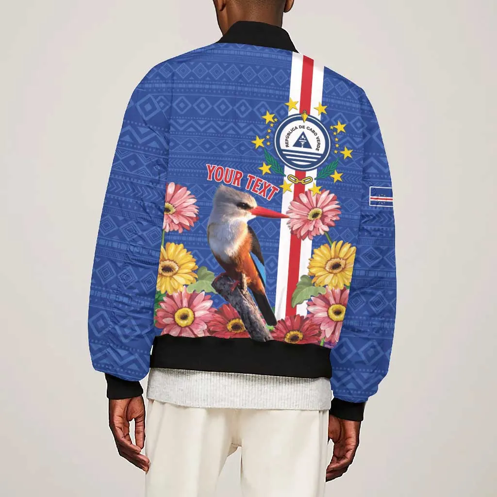 Personalised Cabo Verde Bomber Jacket Grey-Headed Kingfisher Mix Gerbera Daisy LT15