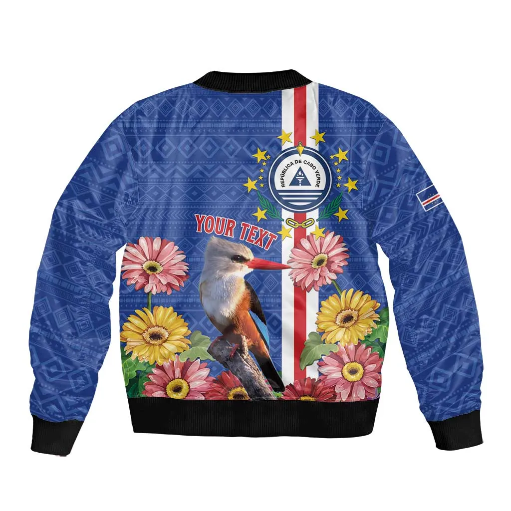 Personalised Cabo Verde Bomber Jacket Grey-Headed Kingfisher Mix Gerbera Daisy LT15