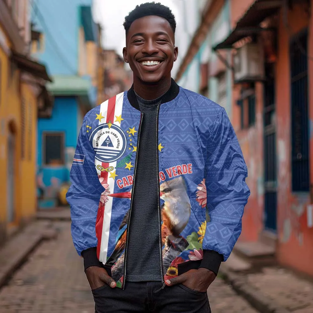 Personalised Cabo Verde Bomber Jacket Grey-Headed Kingfisher Mix Gerbera Daisy LT15