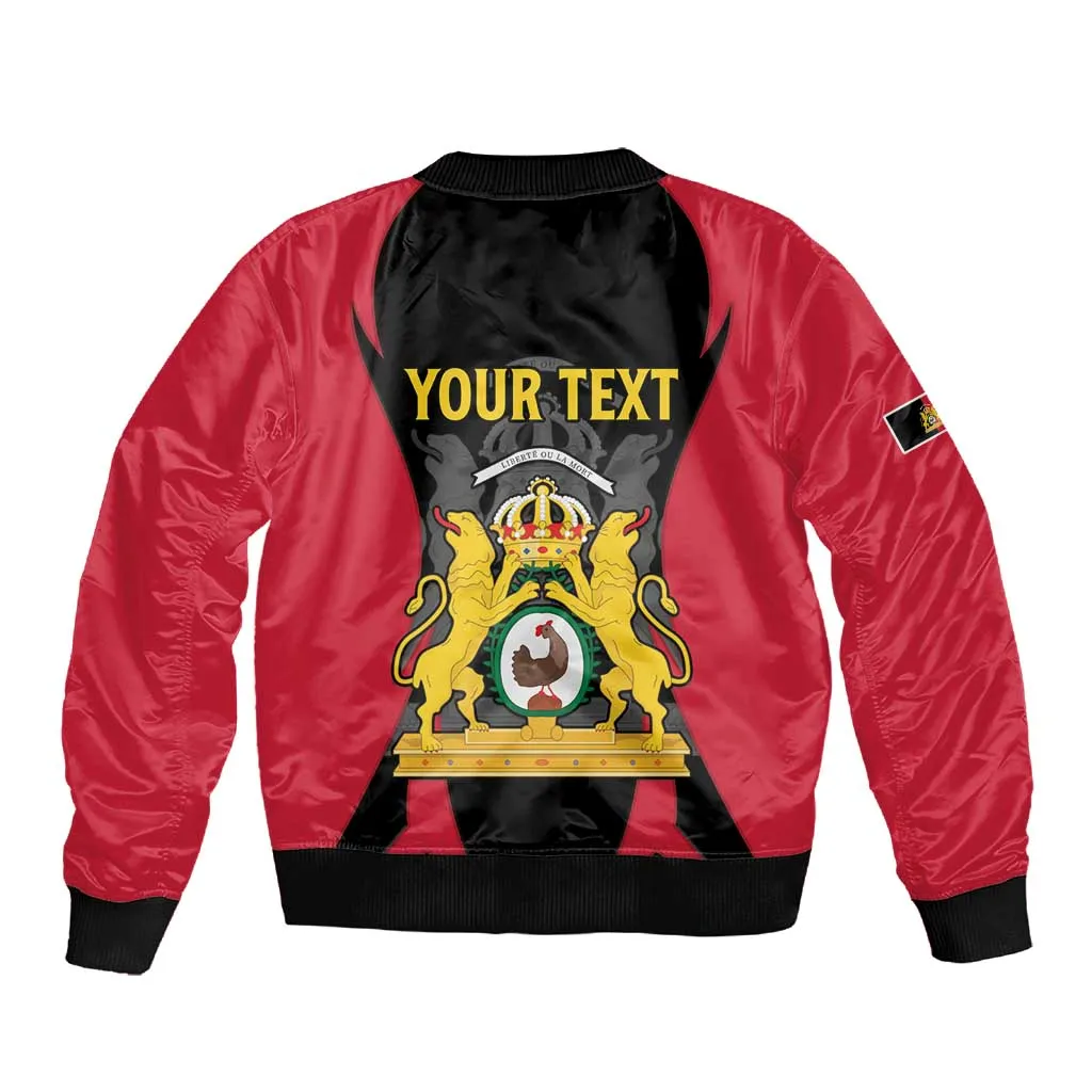 Personalised First Empire Of Haiti Sleeve Zip Bomber Jacket Coat Of Arms Sporty Style LT15