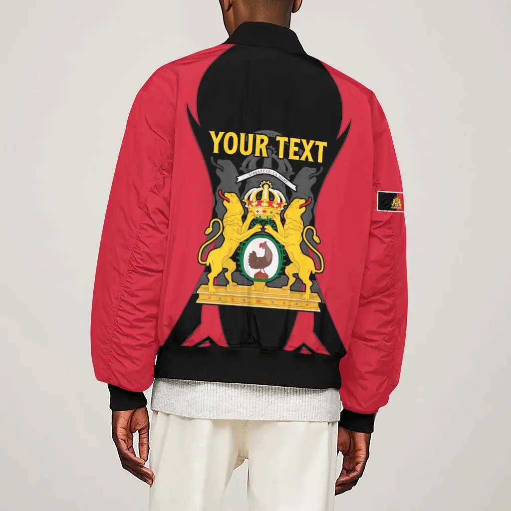 Personalised First Empire Of Haiti Sleeve Zip Bomber Jacket Coat Of Arms Sporty Style LT15