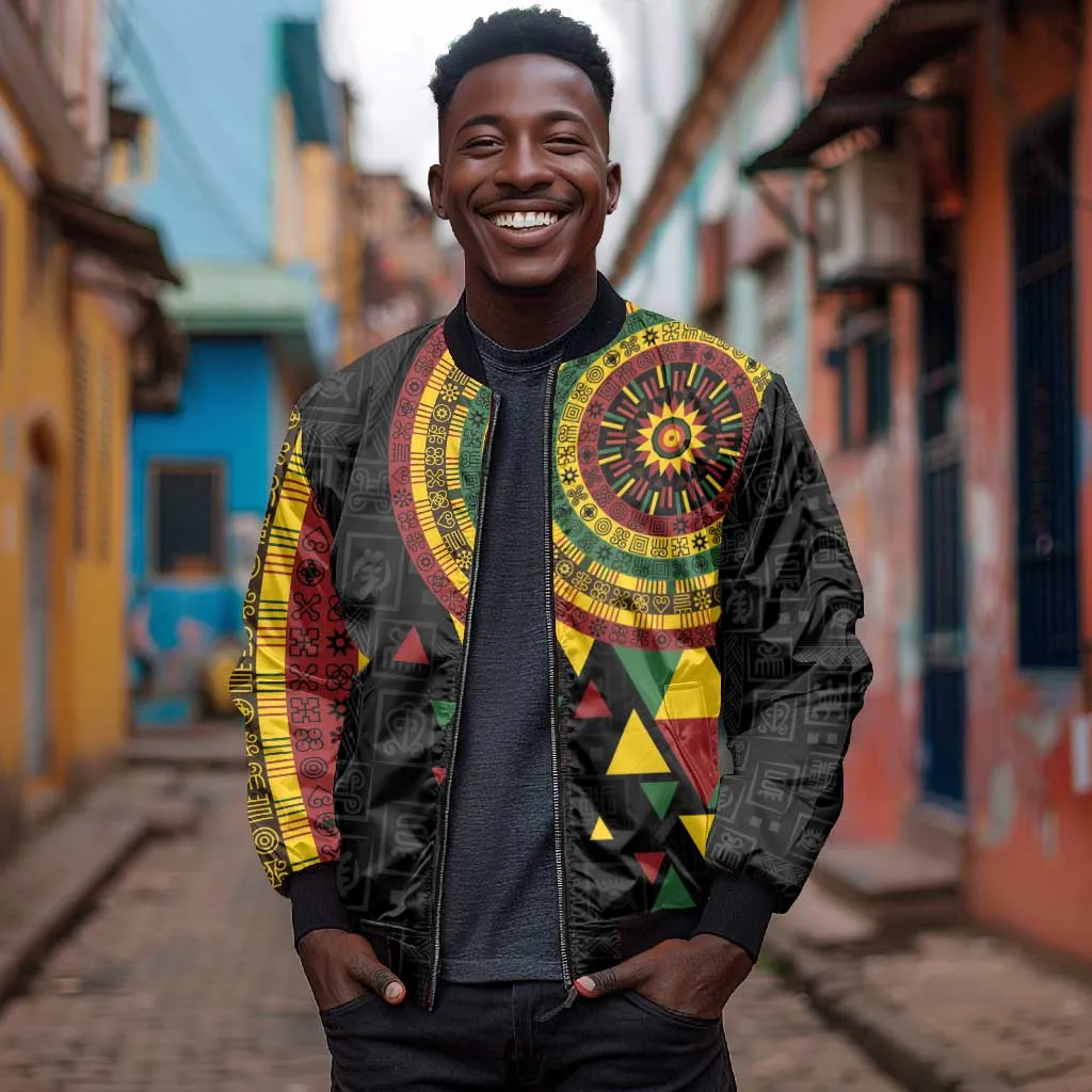 Personalized Adinkra Afro-Akan Culture Bomber Jacket Afrikan Colors LT7