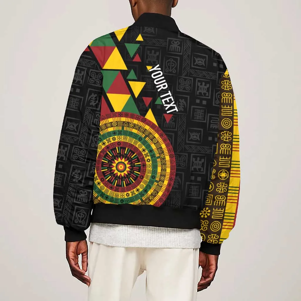 Personalized Adinkra Afro-Akan Culture Bomber Jacket Afrikan Colors LT7