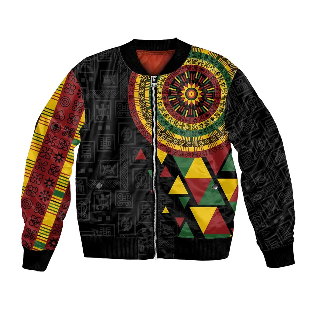 Personalized Adinkra Afro-Akan Culture Bomber Jacket Afrikan Colors LT7