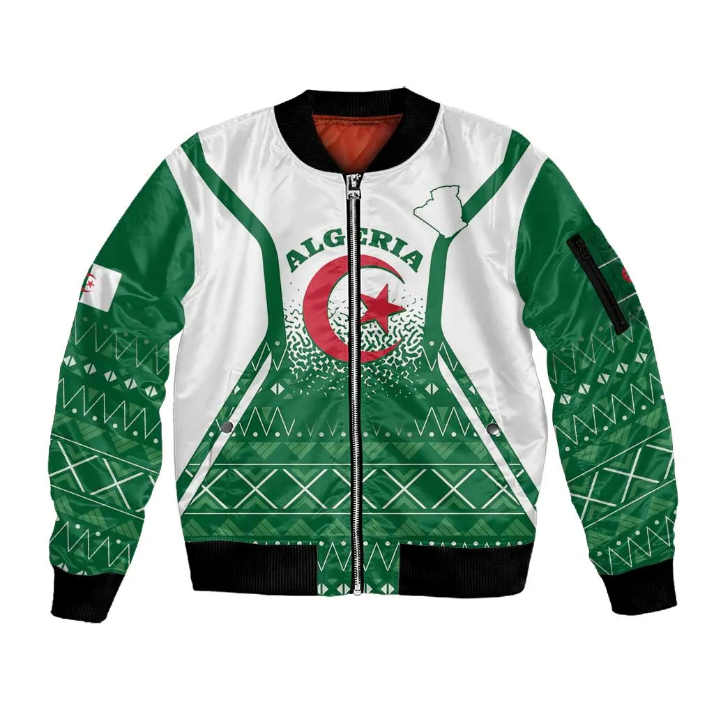 Personalized Afro Algeria Sleeve Zip Bomber Jacket Coat Of Arms African Pattern LT14