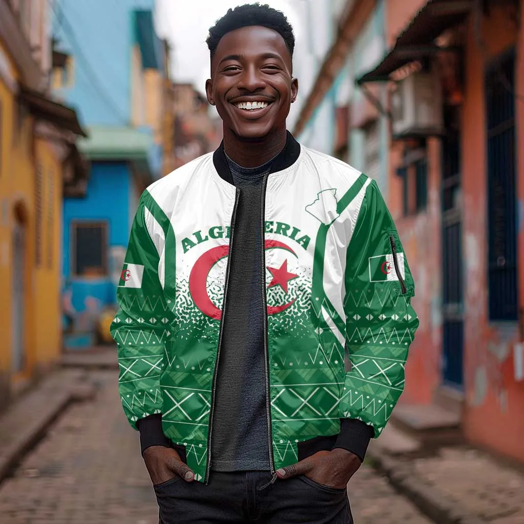 Personalized Afro Algeria Sleeve Zip Bomber Jacket Coat Of Arms African Pattern LT14