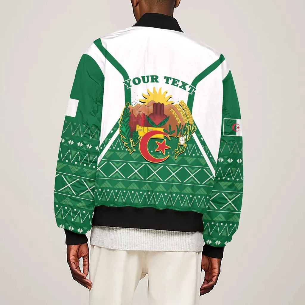 Personalized Afro Algeria Sleeve Zip Bomber Jacket Coat Of Arms African Pattern LT14