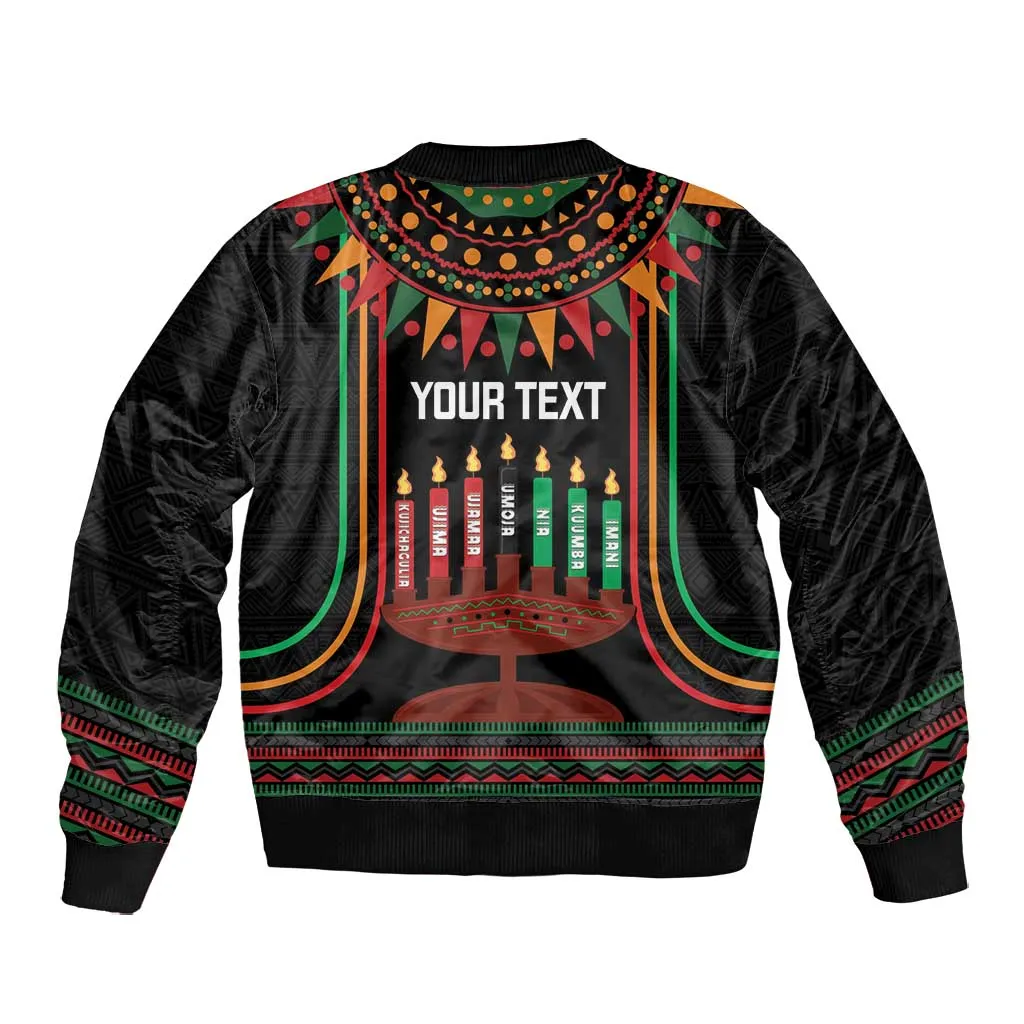 Personalized Afro-American Kwanzaa Bomber Jacket Kinara Candles African Pattern LT14