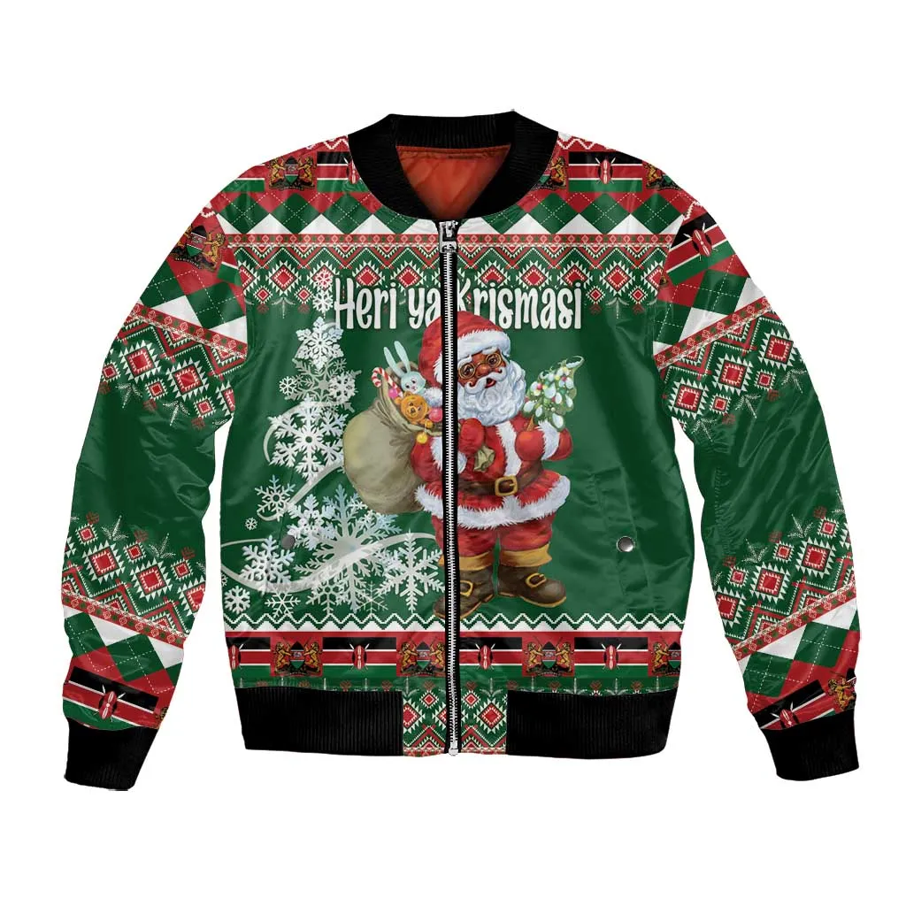 Personalized Afro Kenya Christmas Bomber Jacket African Santa -  Folk Pattern LT18