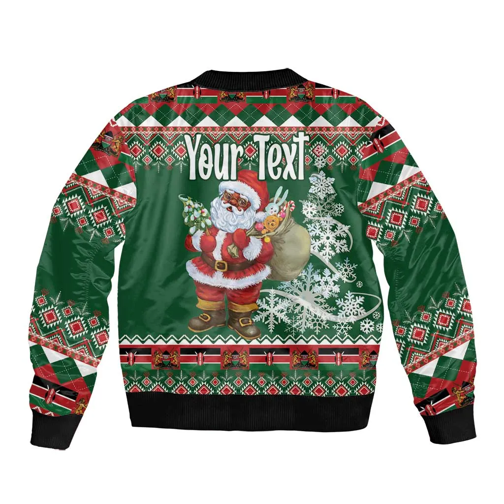 Personalized Afro Kenya Christmas Bomber Jacket African Santa -  Folk Pattern LT18