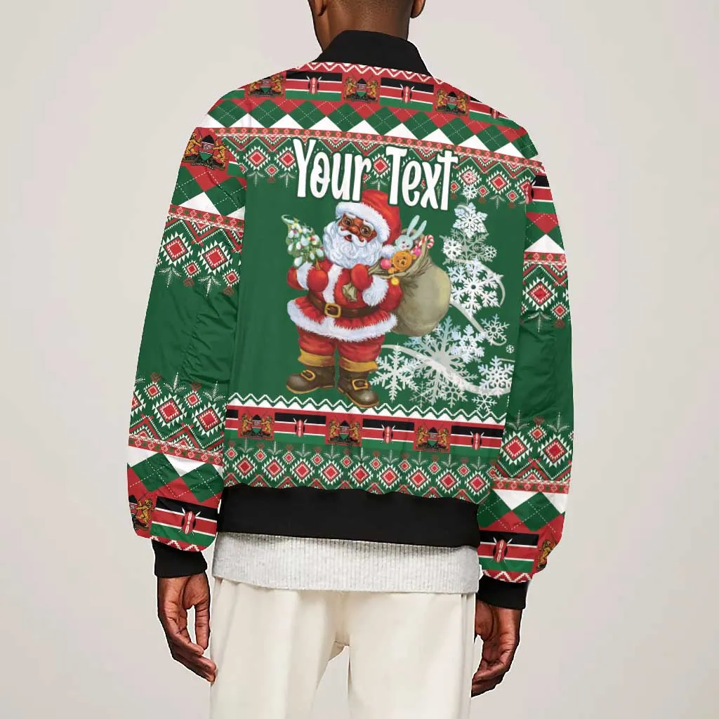 Personalized Afro Kenya Christmas Bomber Jacket African Santa -  Folk Pattern LT18