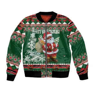Personalized Afro Kenya Christmas Bomber Jacket African Santa -  Folk Pattern LT18