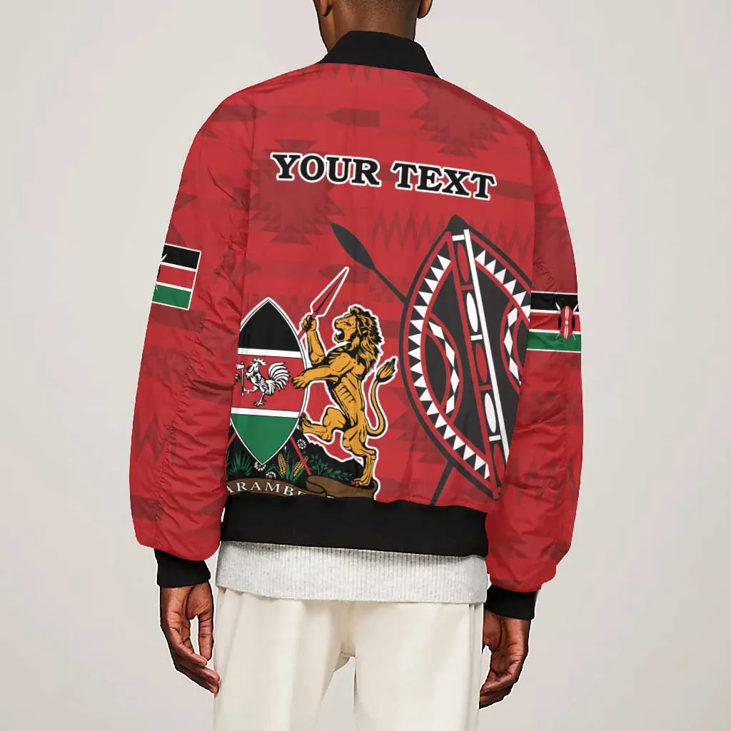 Personalized Afro Kenya Coat Of Arms Bomber Jacket Ethnic Seamless Pattern LT18