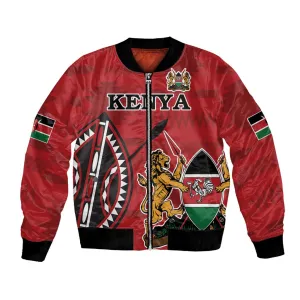 Personalized Afro Kenya Coat Of Arms Bomber Jacket Ethnic Seamless Pattern LT18