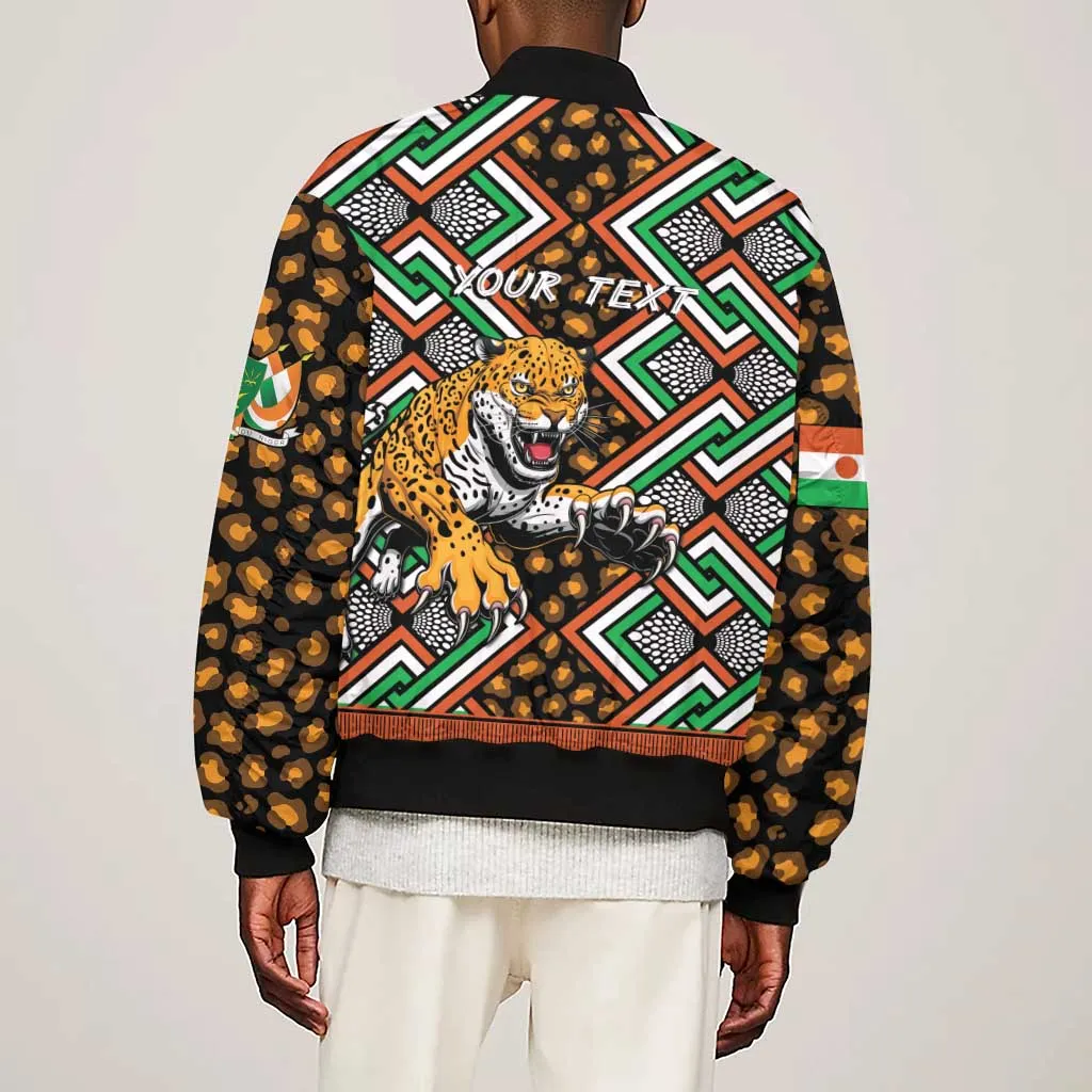 Personalized Afro Niger Sleeve Zip Bomber Jacket Leopard Ankara African Pattern LT14