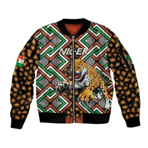 Personalized Afro Niger Sleeve Zip Bomber Jacket Leopard Ankara African Pattern LT14