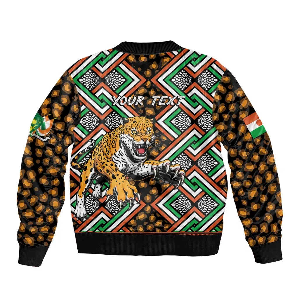 Personalized Afro Niger Sleeve Zip Bomber Jacket Leopard Ankara African Pattern LT14