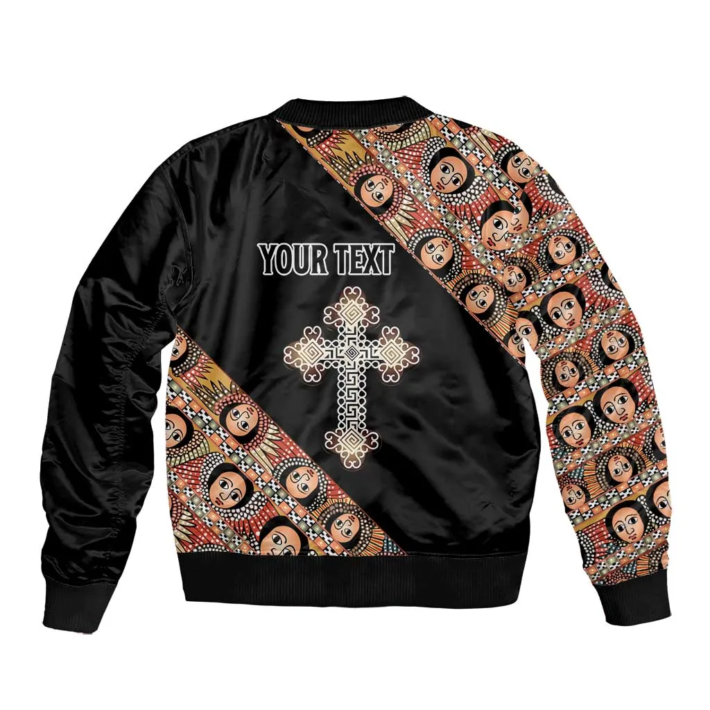 Personalized Ethiopia Bomber Jacket Ethiopian Orthodox Church Angel Black Color LT15