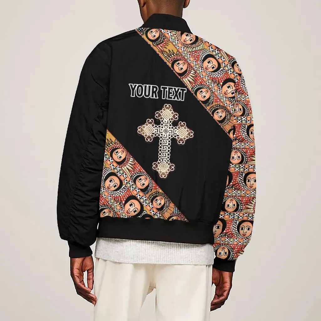 Personalized Ethiopia Bomber Jacket Ethiopian Orthodox Church Angel Black Color LT15