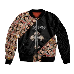 Personalized Ethiopia Bomber Jacket Ethiopian Orthodox Church Angel Black Color LT15