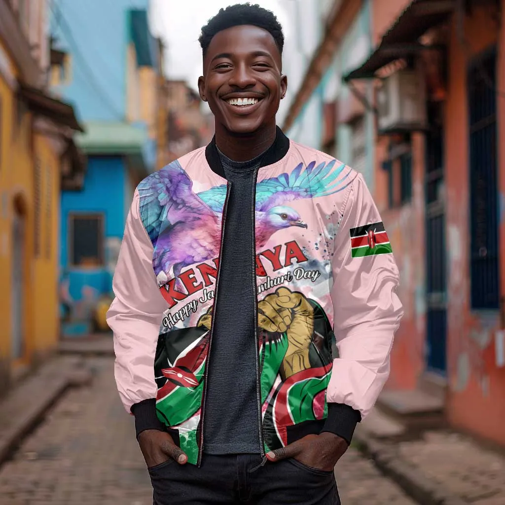 Personalized Kenya Independence Day Bomber Jacket with Lilac Breasted Roller - Unique Version LT01