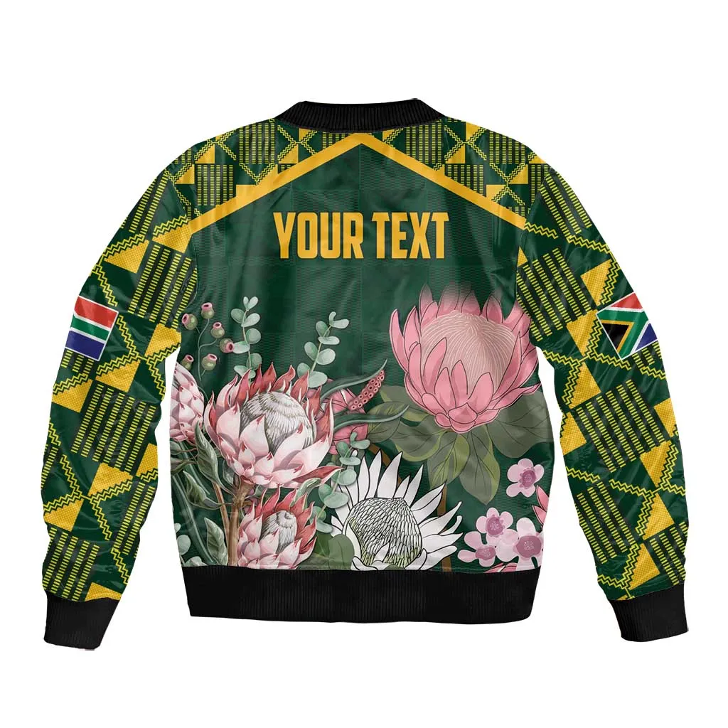 Personalized South Africa With Afro King Protea Bomber Jacket Kente Patterns LT18