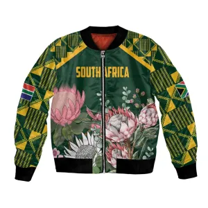 Personalized South Africa With Afro King Protea Bomber Jacket Kente Patterns LT18