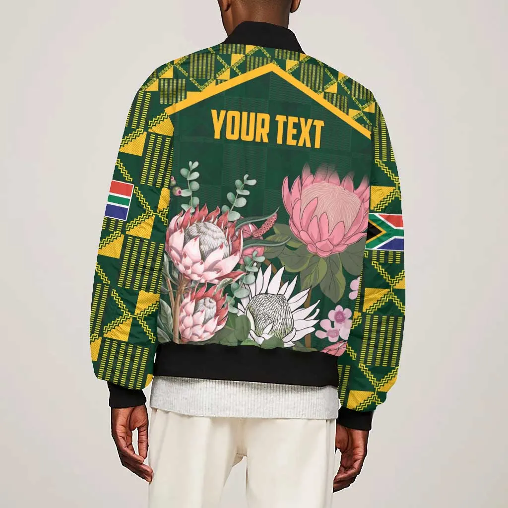 Personalized South Africa With Afro King Protea Bomber Jacket Kente Patterns LT18