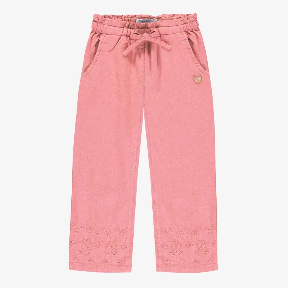 Pink Pants With English Embroidery