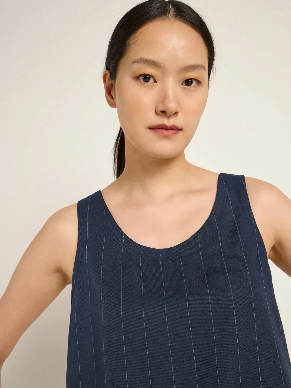 pinstripe top in navy