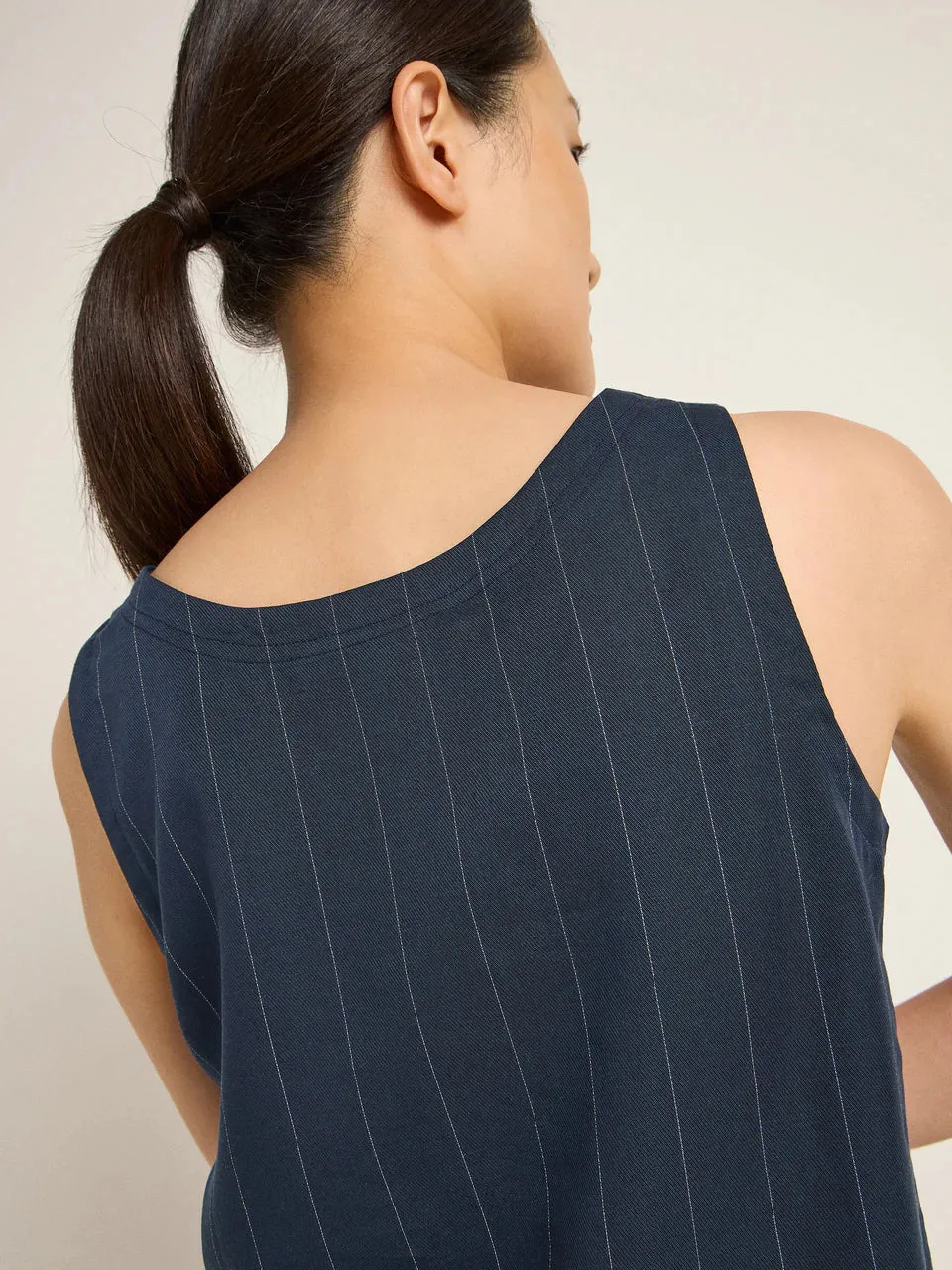 pinstripe top in navy