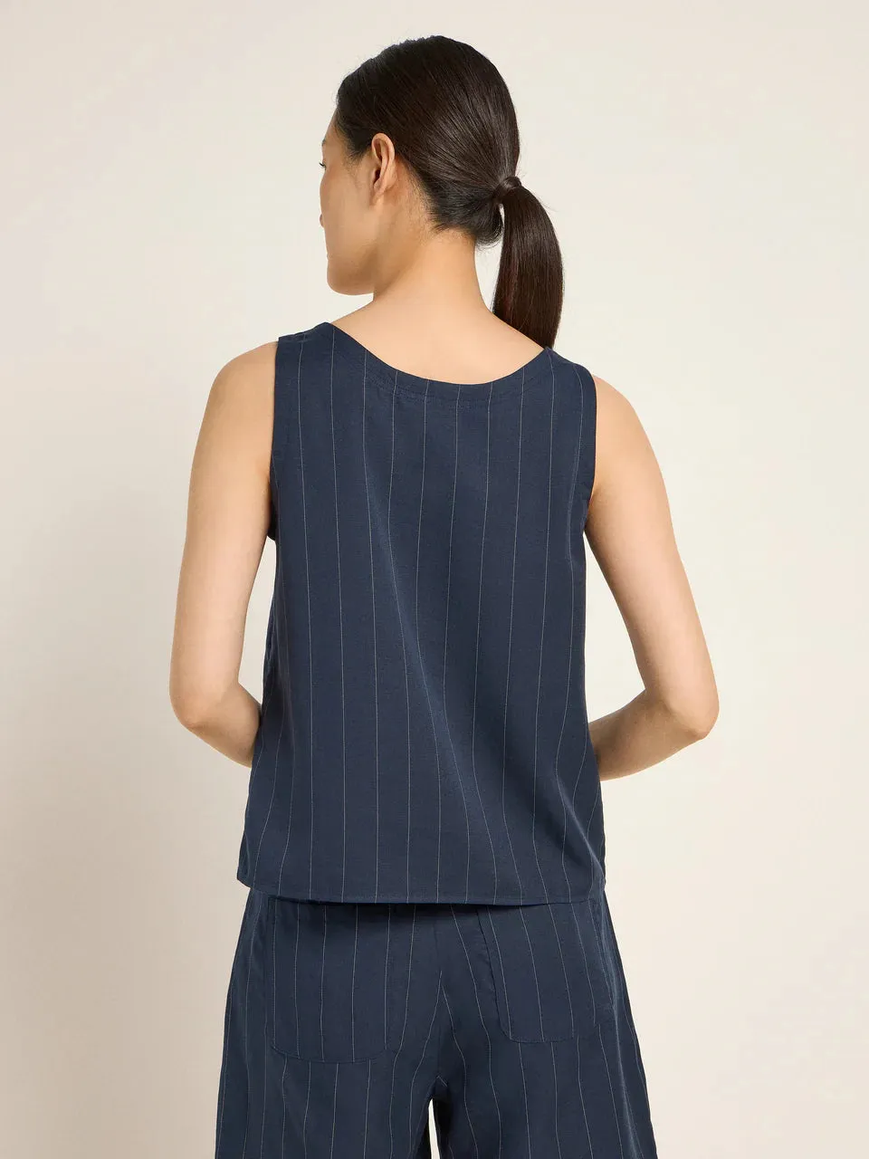 pinstripe top in navy