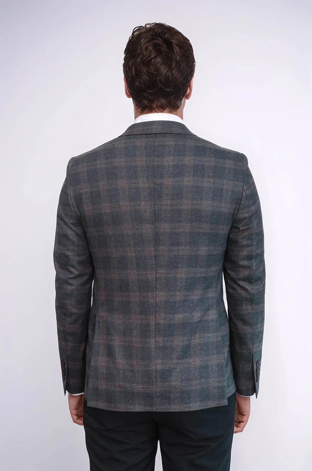 Plaid Smoked Jacket with Handkerchief - Wessi