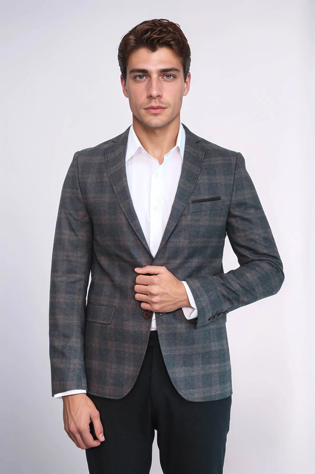 Plaid Smoked Jacket with Handkerchief - Wessi