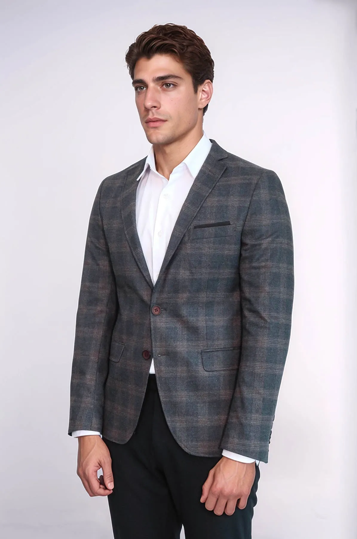 Plaid Smoked Jacket with Handkerchief - Wessi
