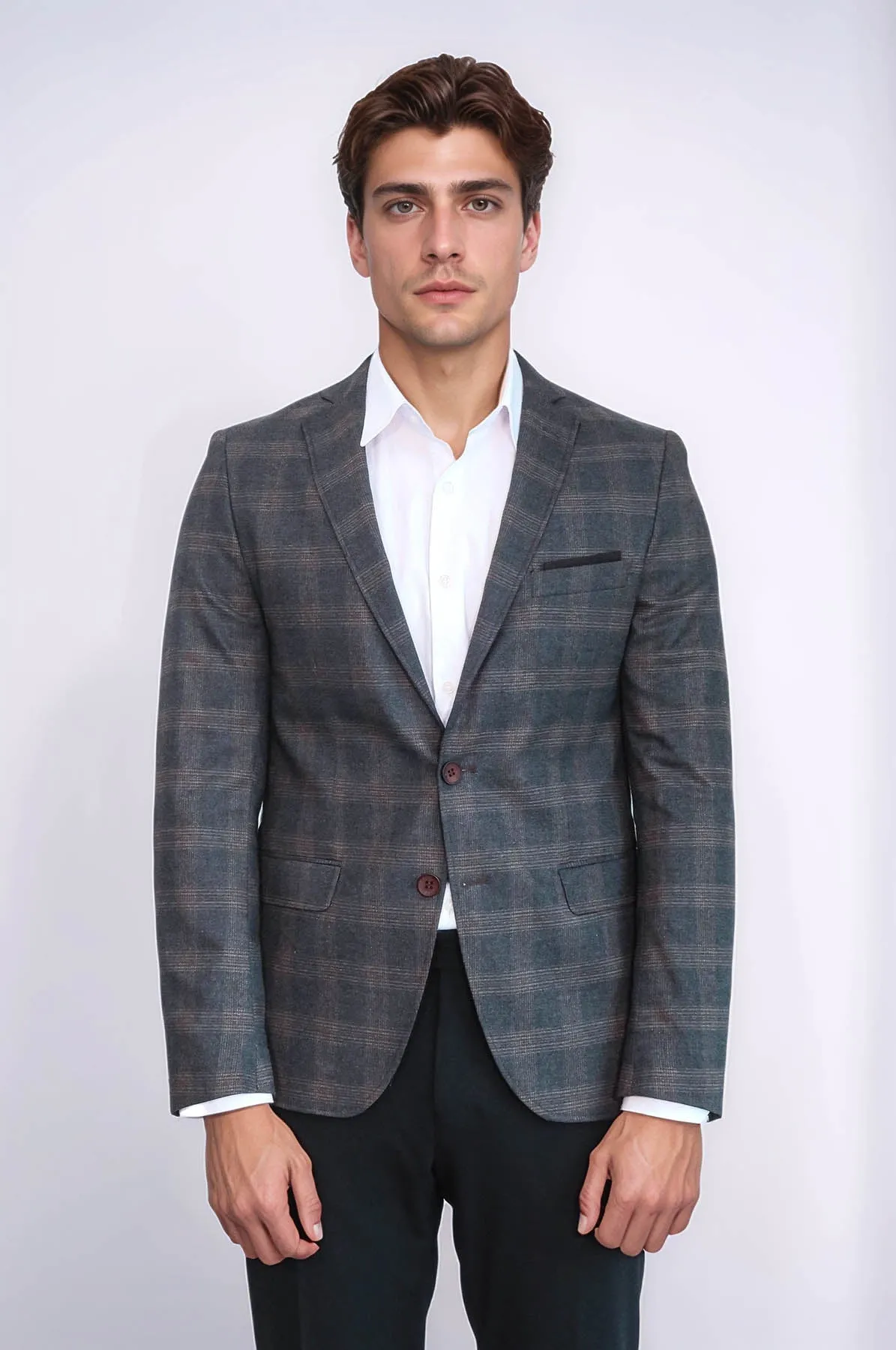 Plaid Smoked Jacket with Handkerchief - Wessi
