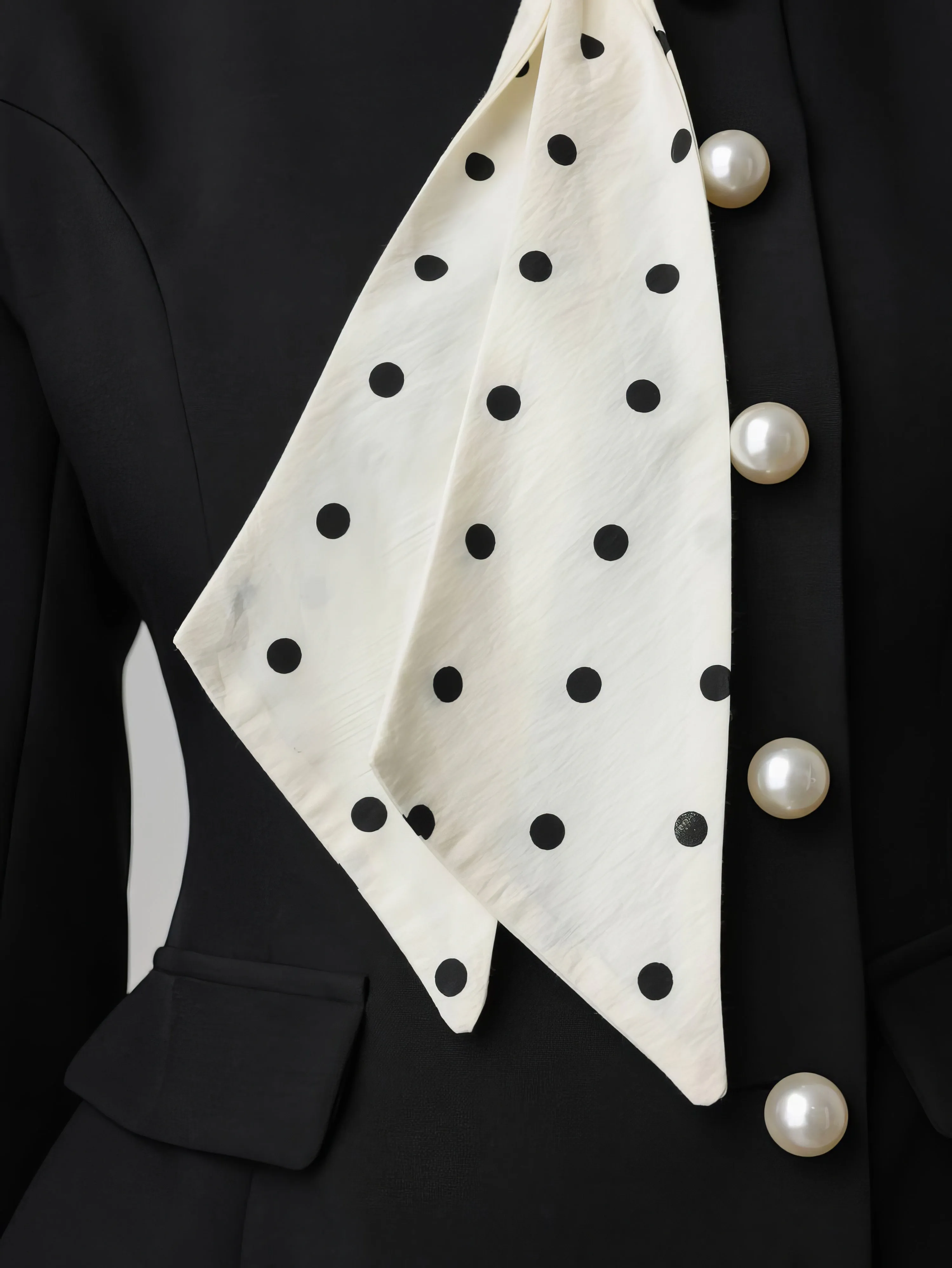 Polka Dot Scarf Detail Black Set